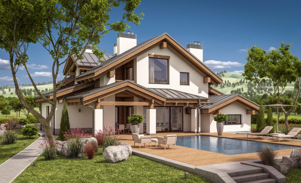 3d rendering of modern cozy house